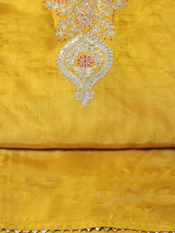 Embroidered Chanderi Unstitched Suit With Dupatta