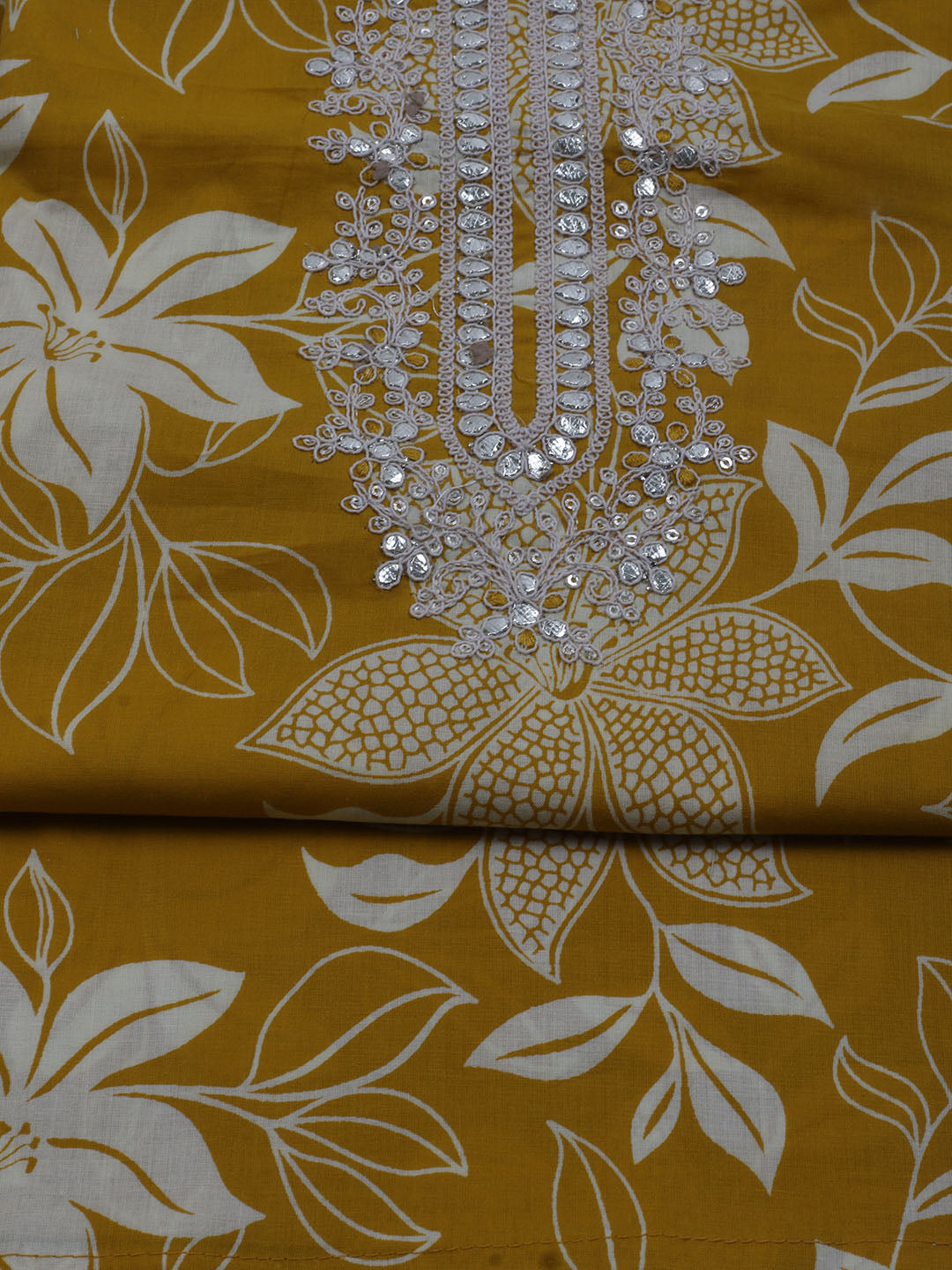 Neck Embroidered Cotton Blend Unstitched Suit With Dupatta
