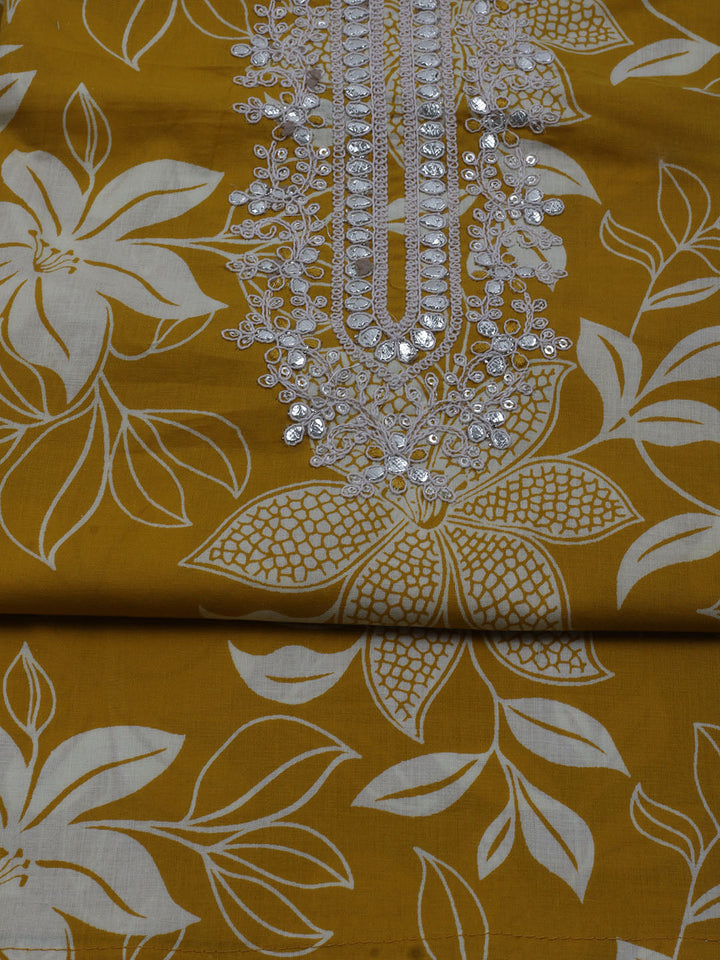 Neck Embroidered Cotton Blend Unstitched Suit With Dupatta