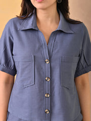 Plain Cotton Blend Shirt With Pant
