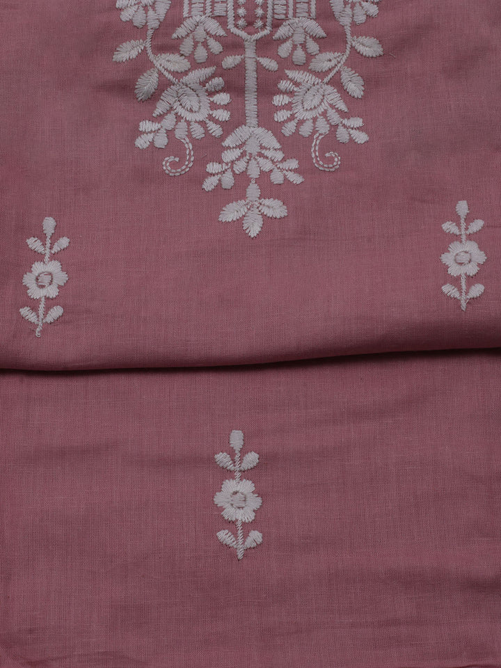 Neck Embroidered Cotton Blend Unstitched Suit With Dupatta