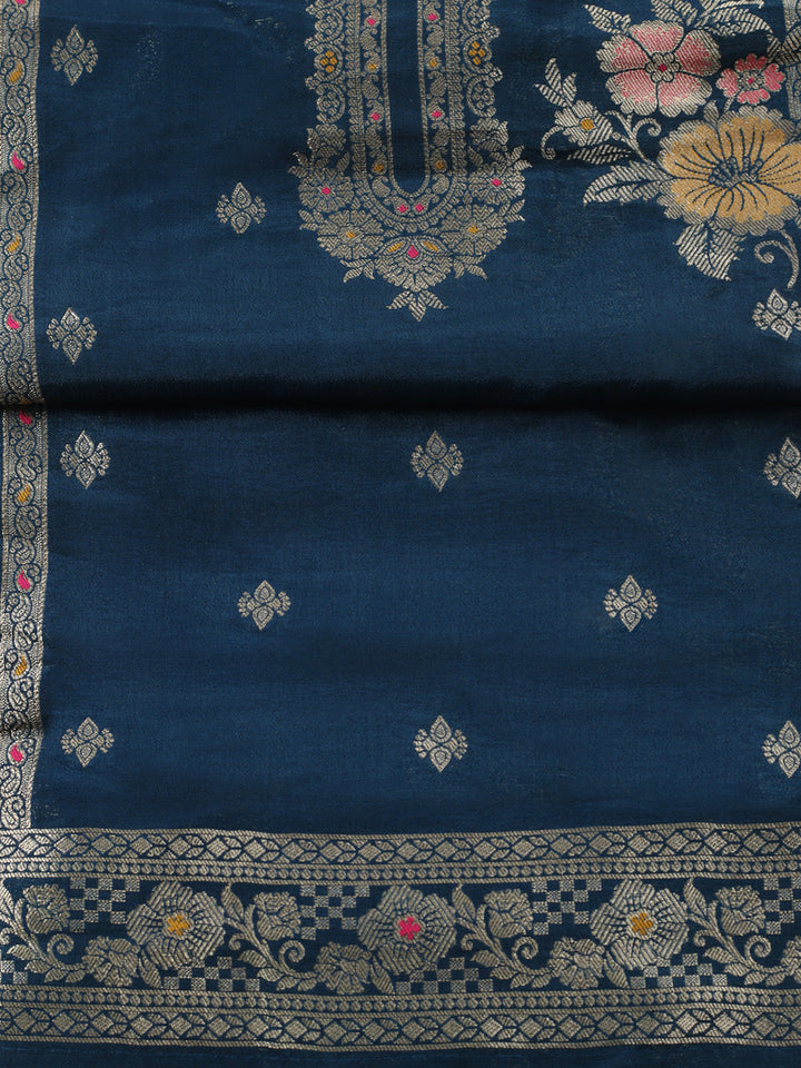 Woven Design Chanderi Unstitched Suit With Pant &amp; Dupatta