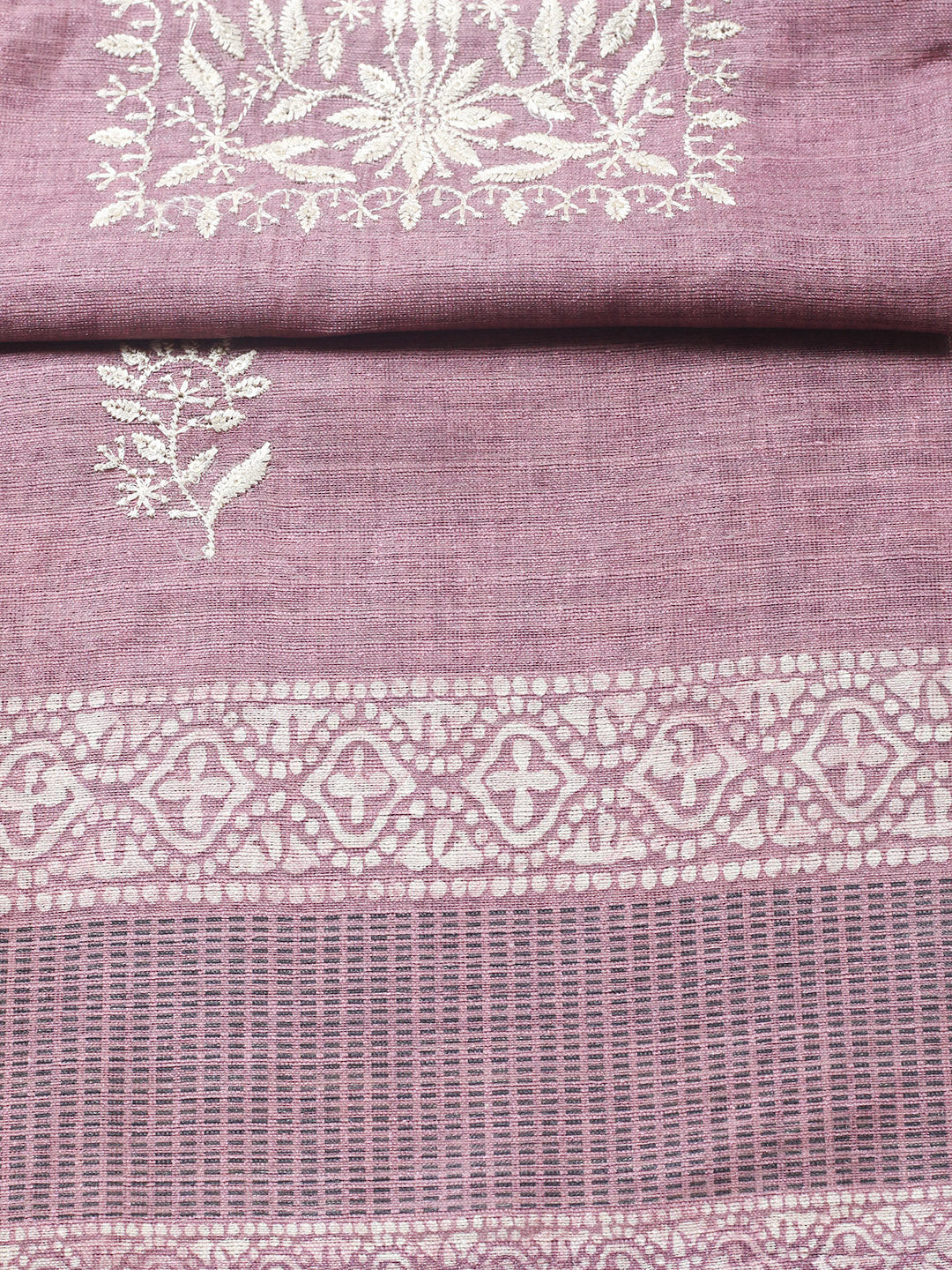 Embroidered Chanderi Unstitched Suit With Pant &amp; Dupatta