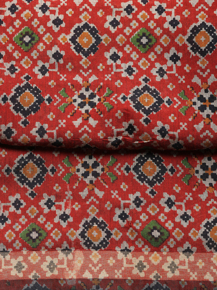 Printed Cotton Blend Unstitched Suit With Pant &amp; Dupatta