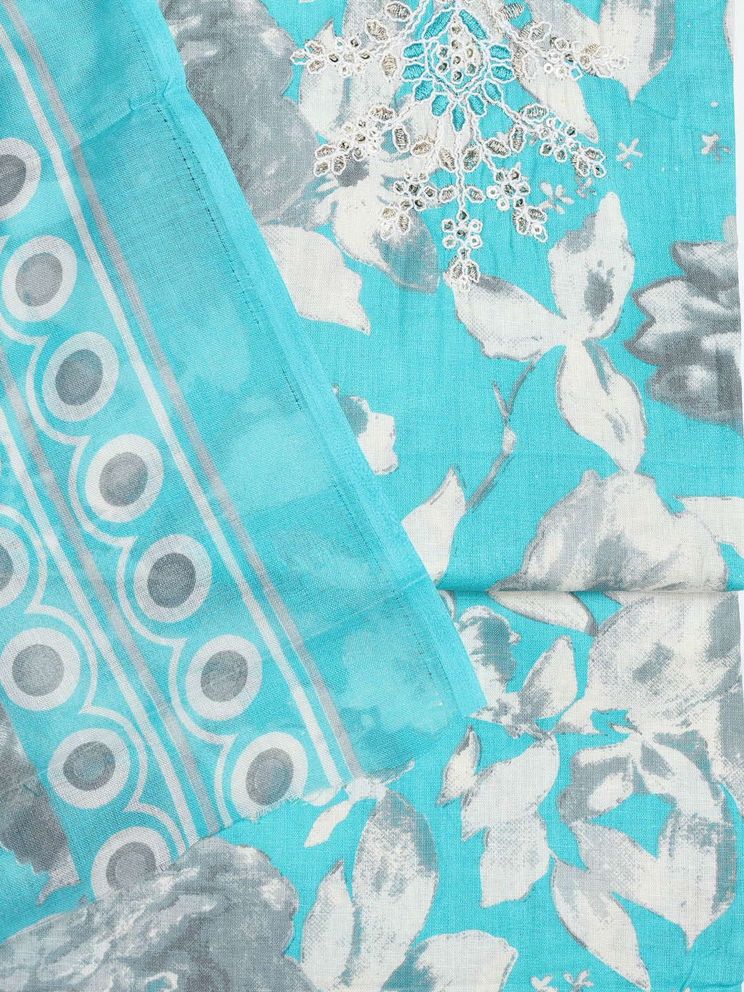 Printed Cotton Blend Unstitched Suit With Dupatta