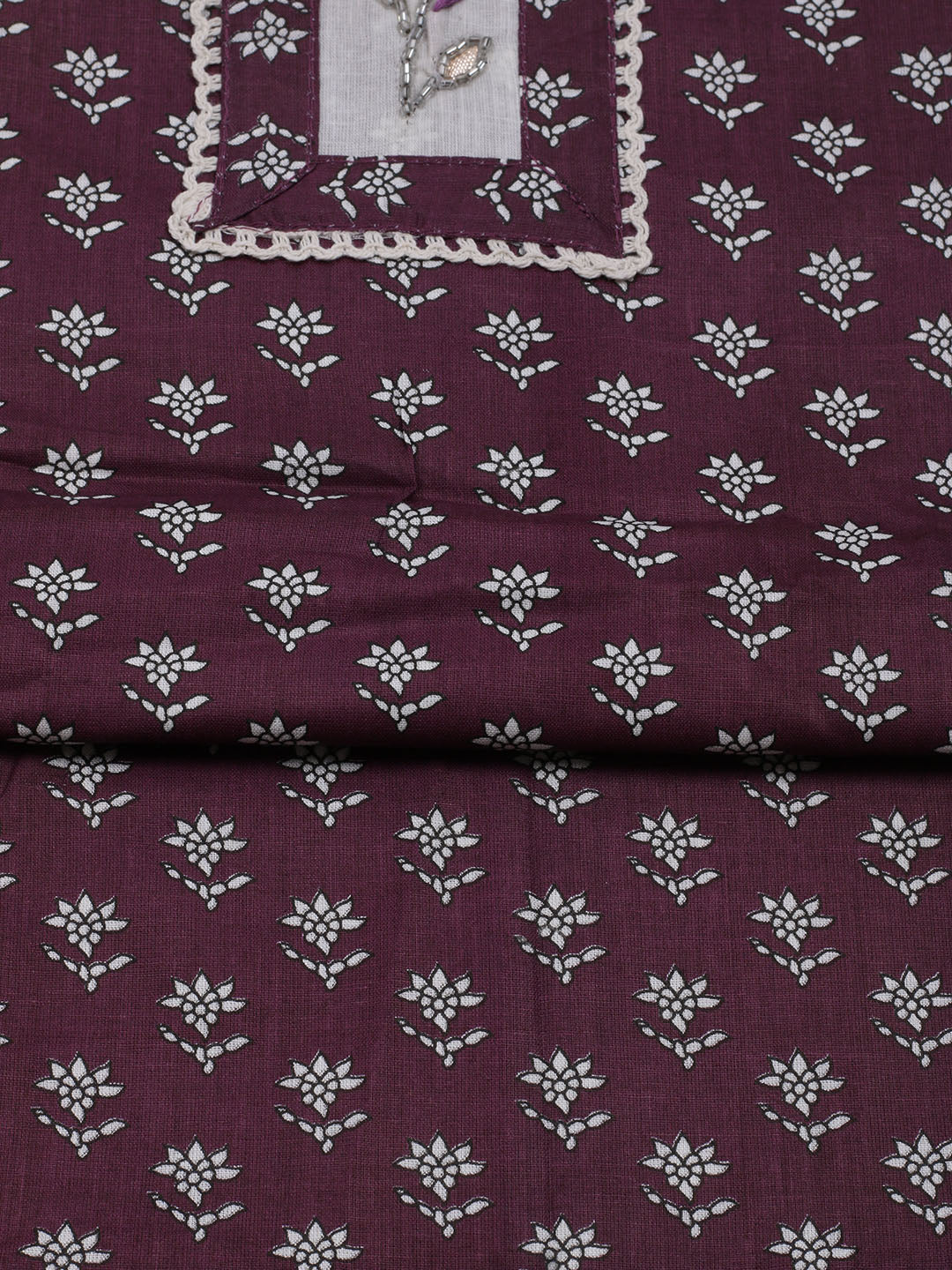 Printed Cotton Blend Unstitched Suit With Dupatta