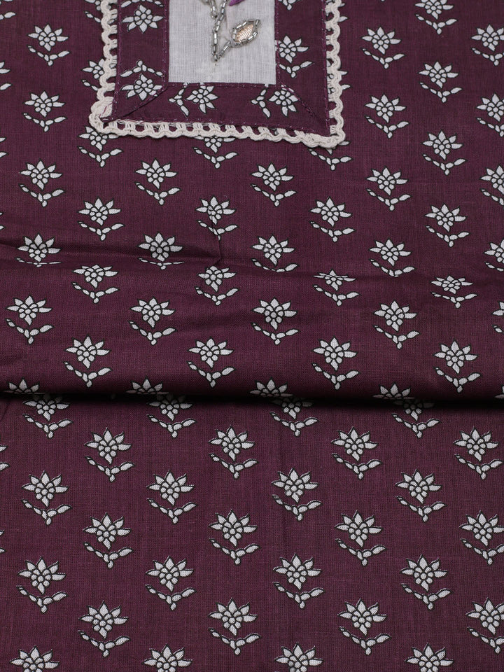 Printed Cotton Blend Unstitched Suit With Dupatta