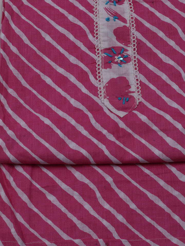 Printed Cotton Blend Unstitched Suit With Dupatta