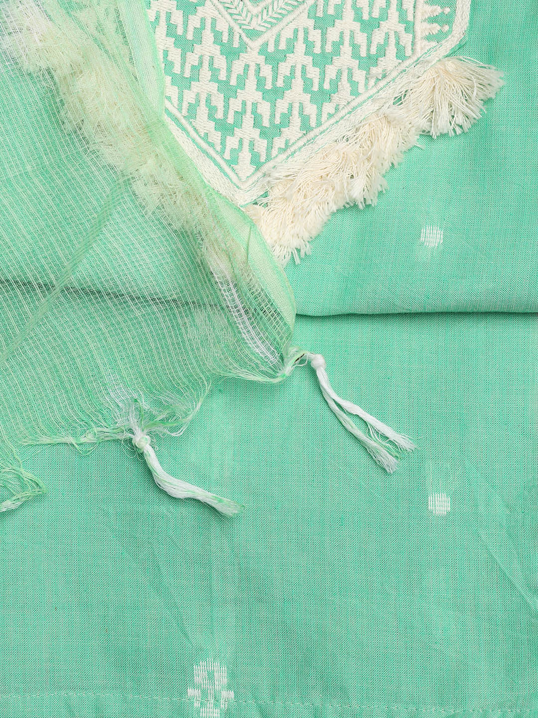 Neck Embroidered Cotton Blend Unstitched Suit With Dupatta