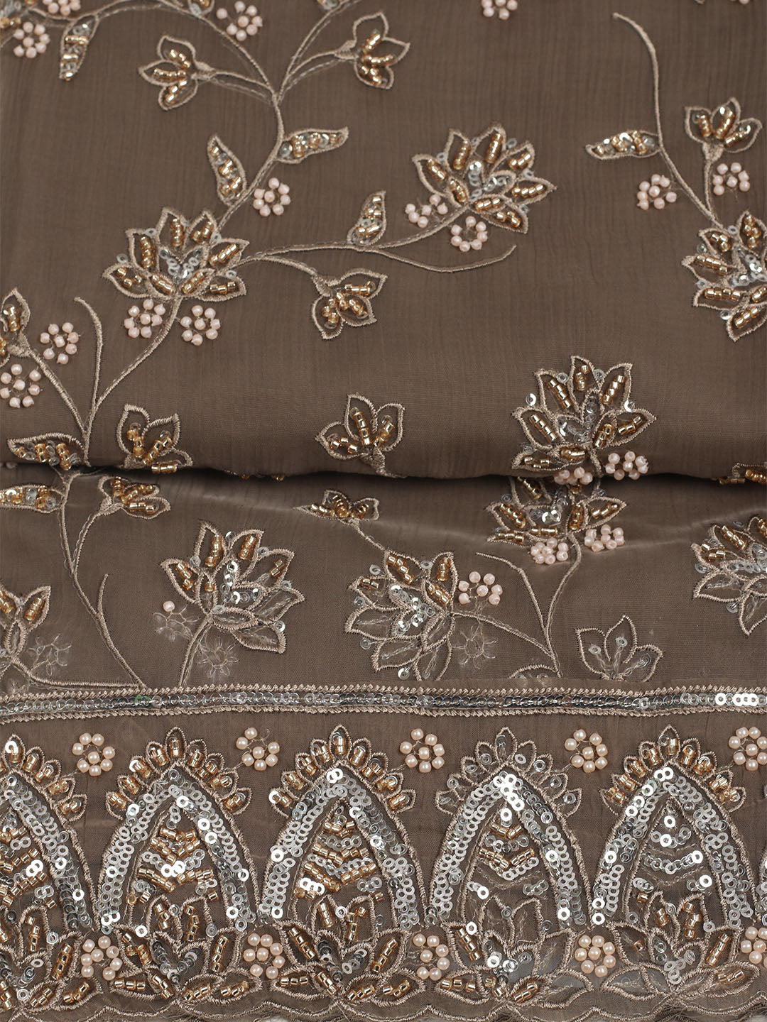 Embroidered Chiffon Unstitched Suit With Dupatta