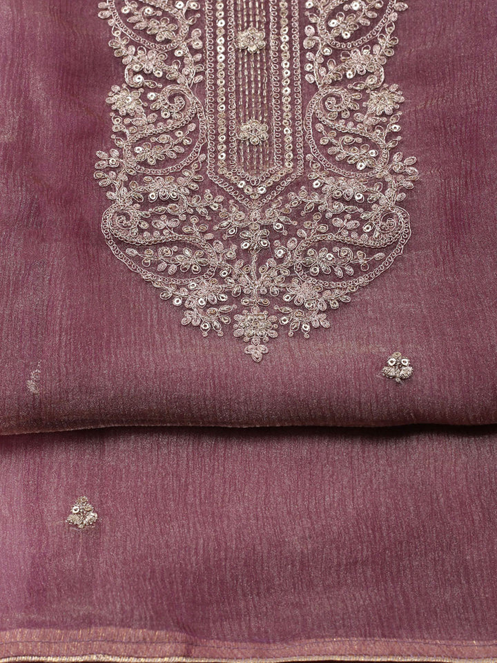 Embroidered Tissue Unstitched Suit With Pant &amp; Dupatta
