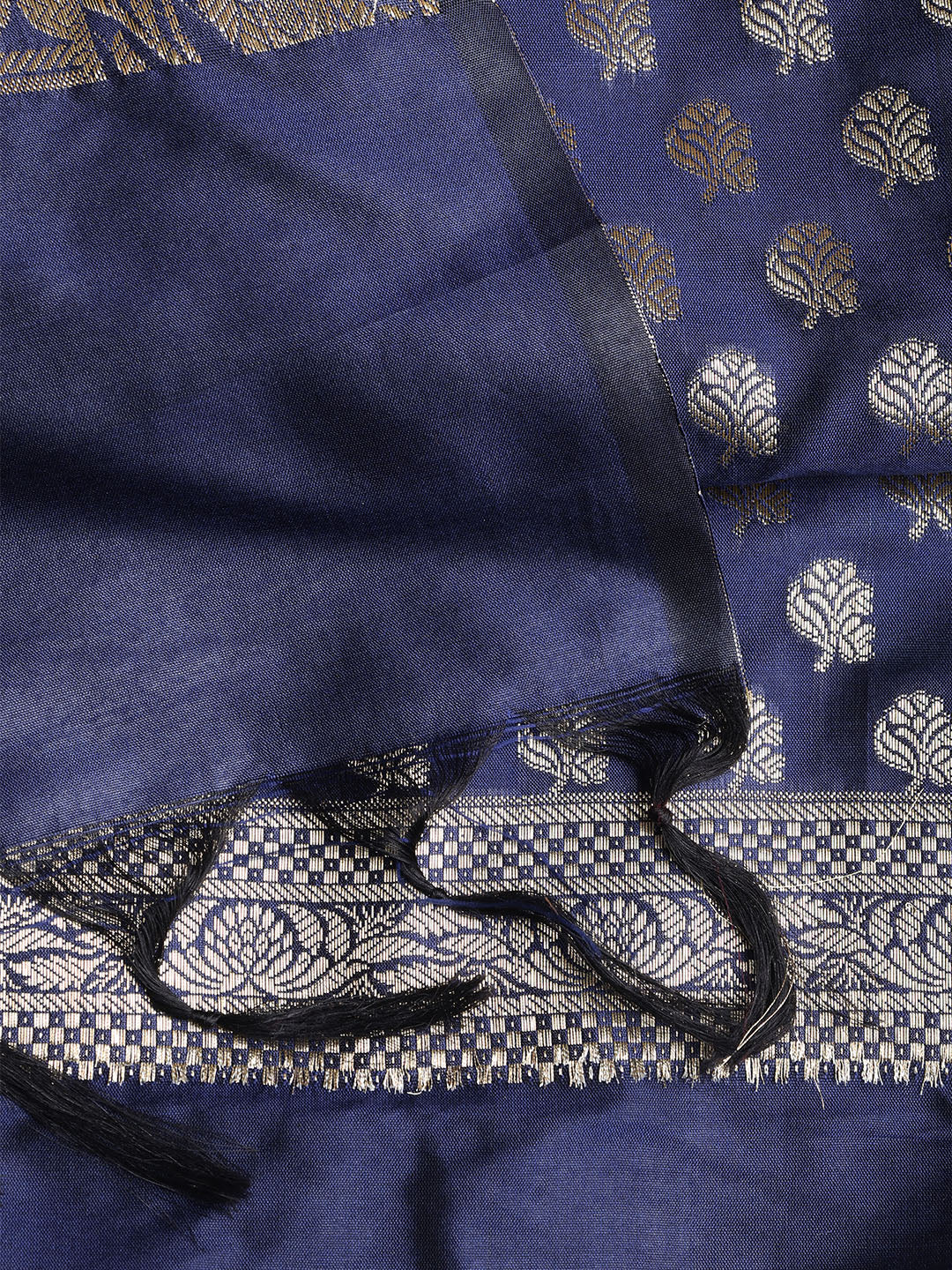 Woven Banarasi Chanderi Unstitched Suit With Dupatta