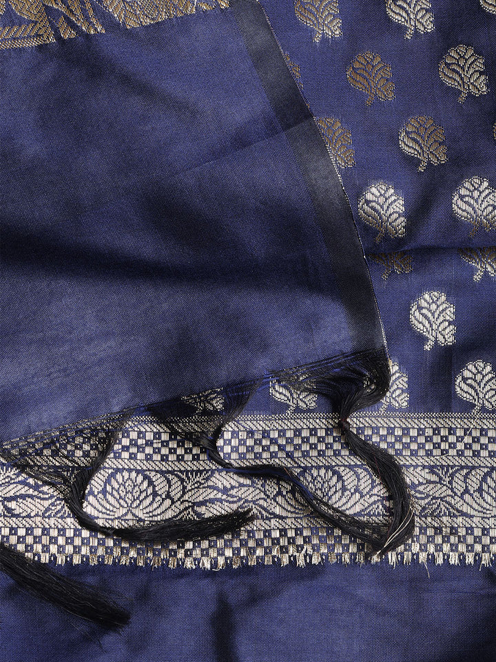 Woven Banarasi Chanderi Unstitched Suit With Dupatta