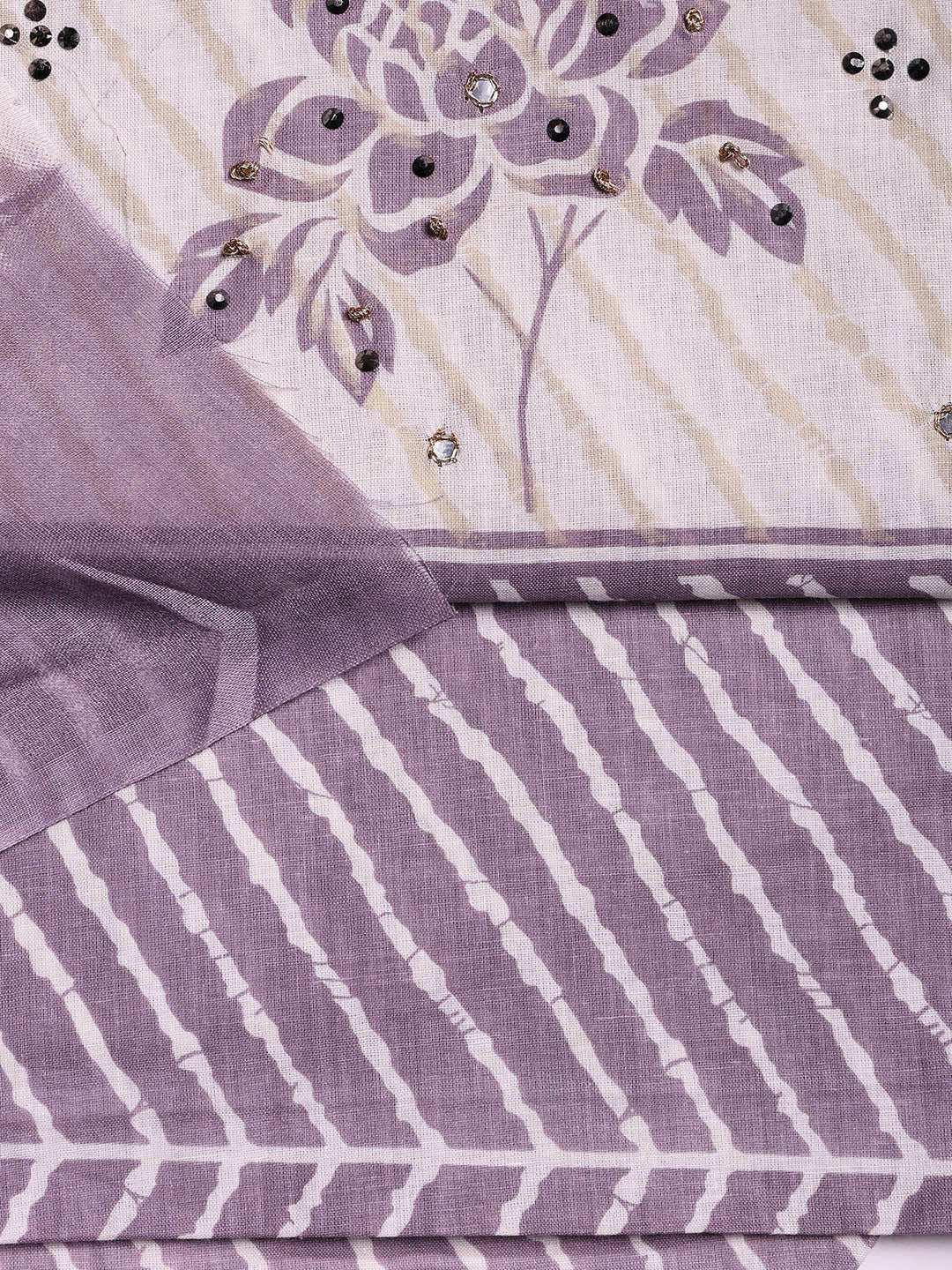 Printed Cotton Blend Unstitched Suit With Dupatta