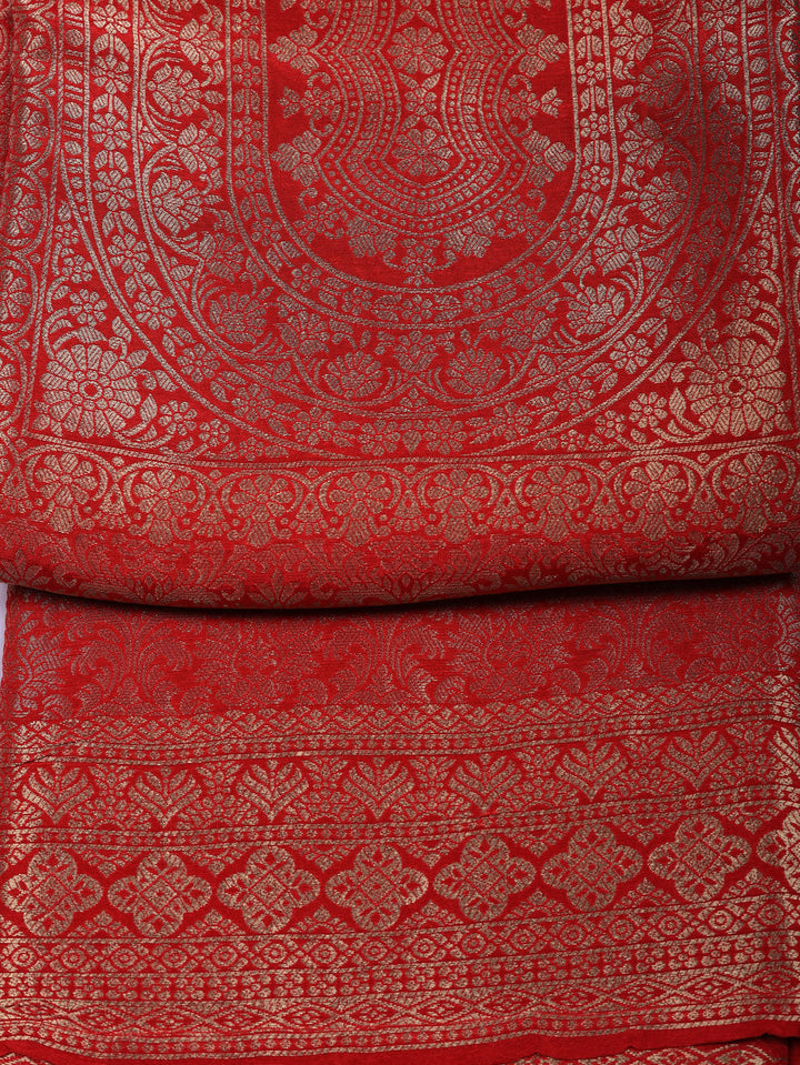 Woven Design Chanderi Unstitched Suit With Pant &amp; Dupatta