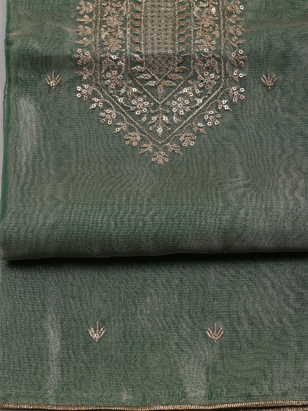 Neck Embroidered Tissue Unstitched Suit With Dupatta