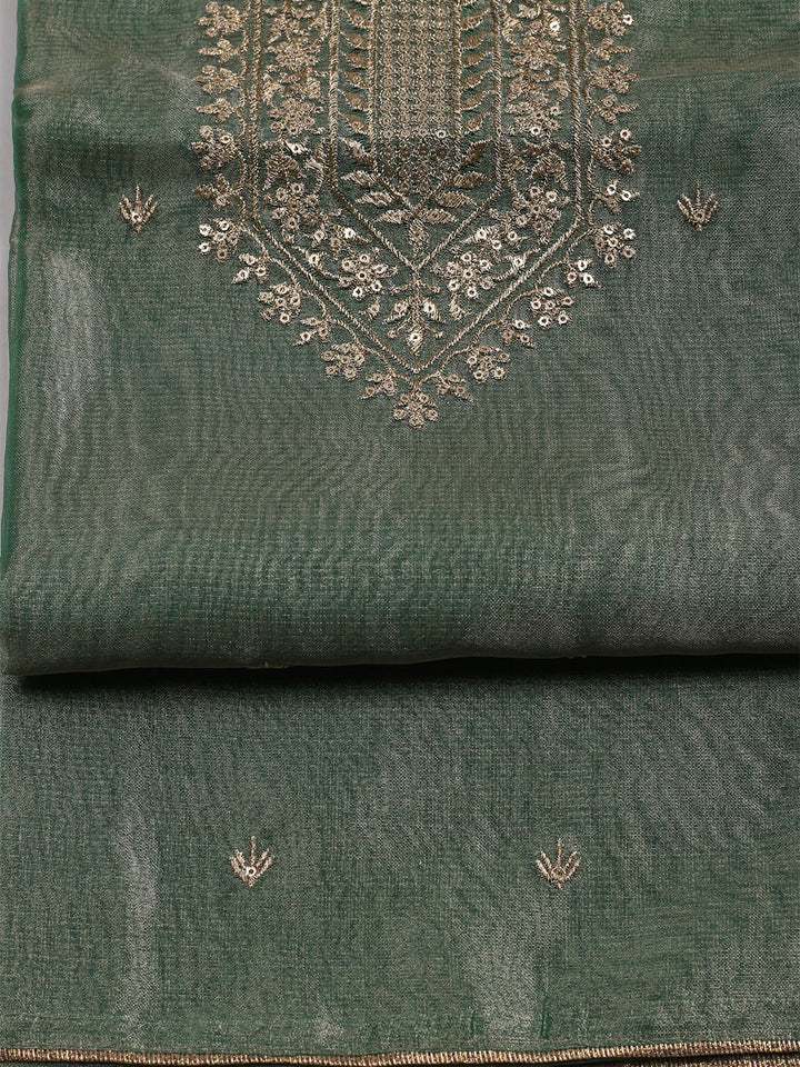 Neck Embroidered Tissue Unstitched Suit With Dupatta