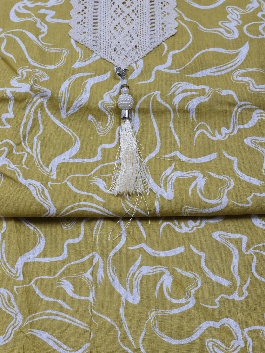 Printed Cotton Blend Unstitched Suit With Dupatta