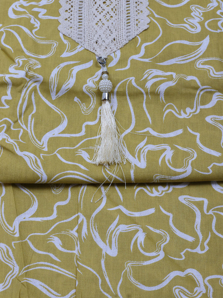 Printed Cotton Blend Unstitched Suit With Dupatta