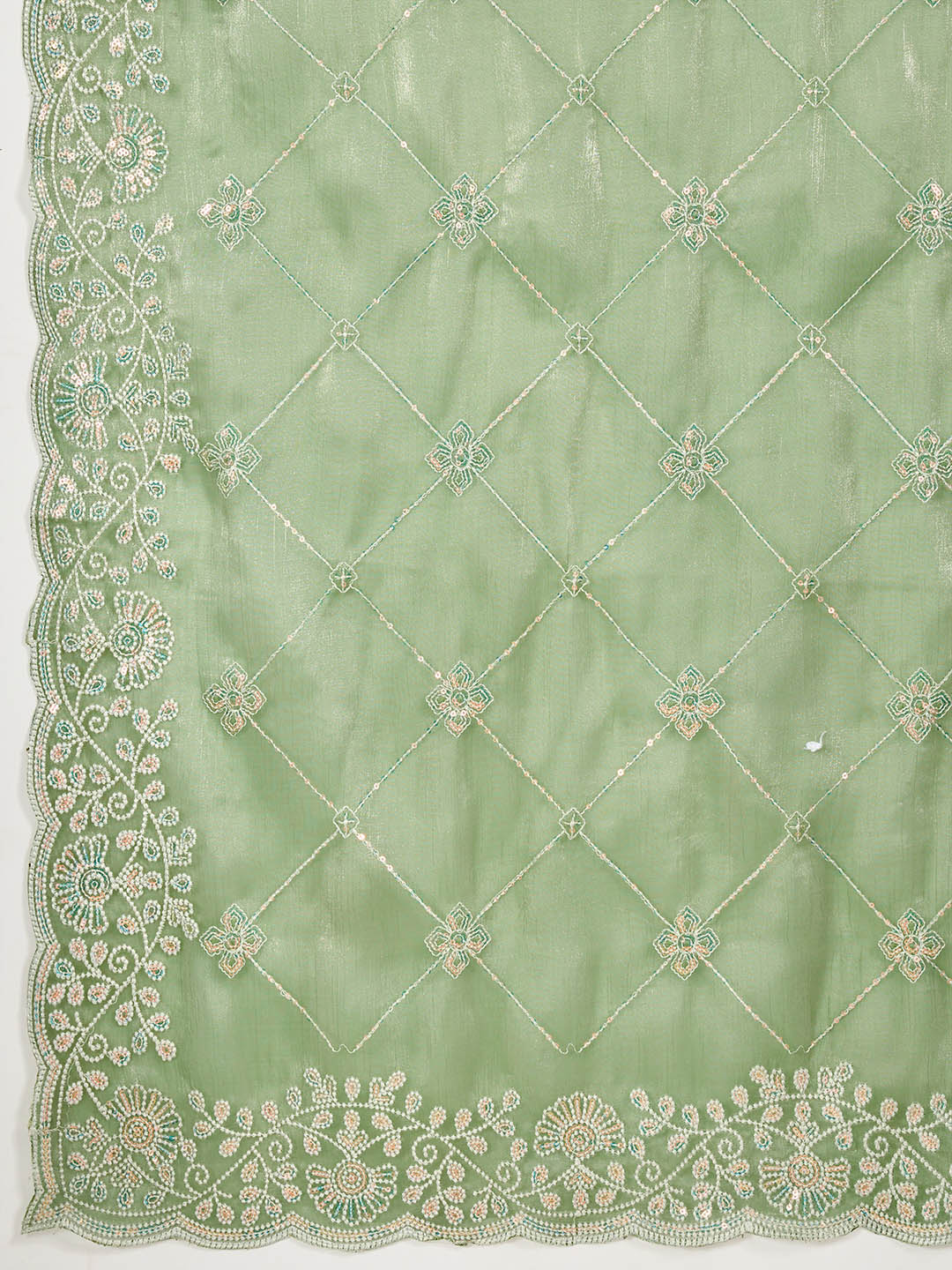 Sequence Embroidery Organza Saree