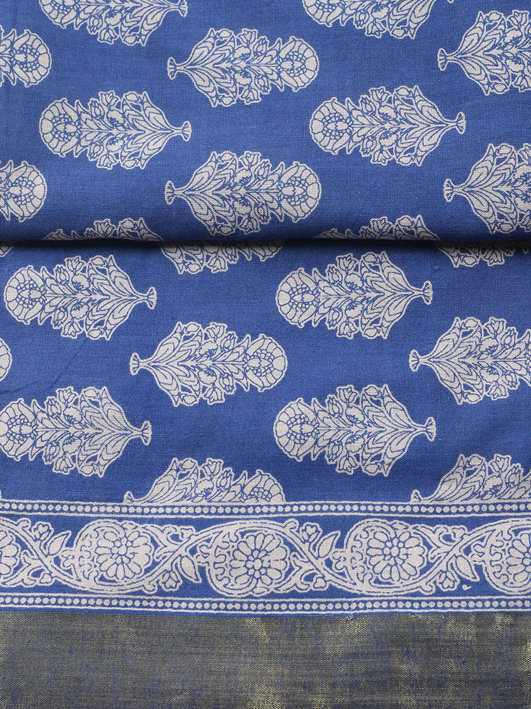 Printed Cotton Blend Unstitched Suit With Pant &amp; Dupatta