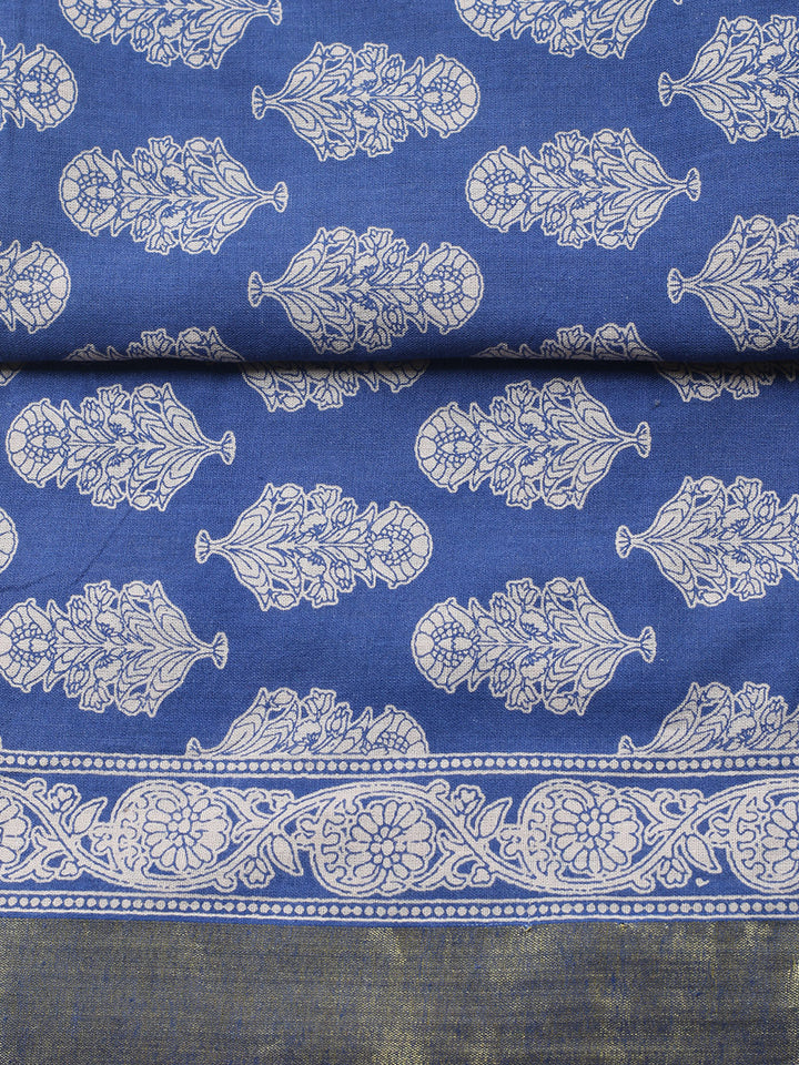 Printed Cotton Blend Unstitched Suit With Pant &amp; Dupatta
