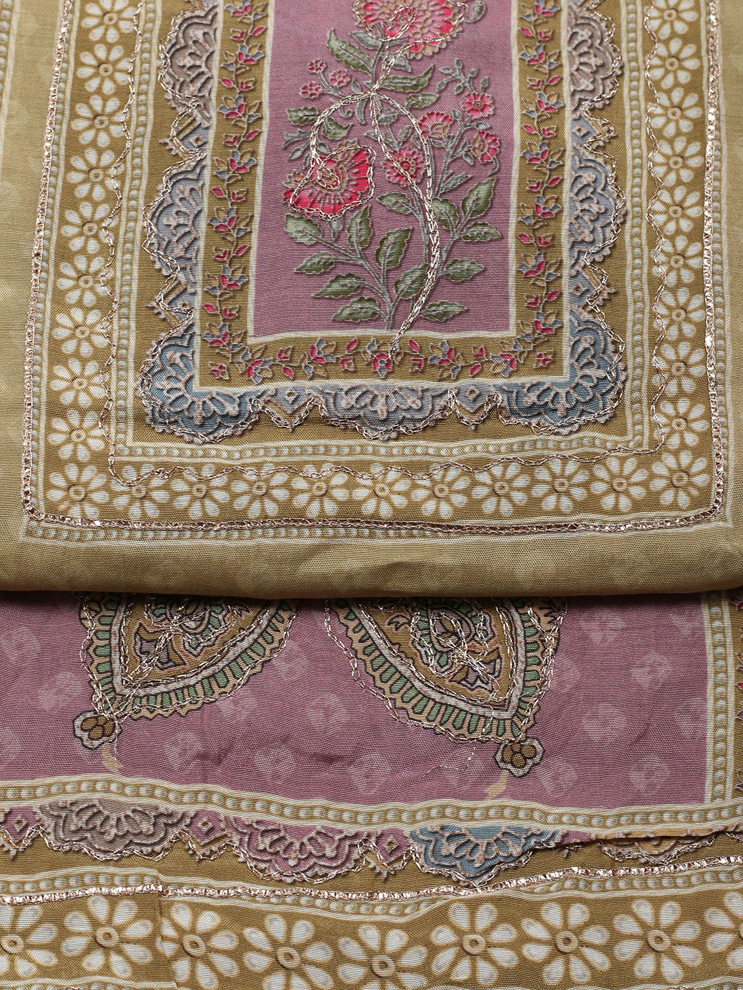 Embroidered Muslin Unstitched Suit With Pant &amp; Dupatta
