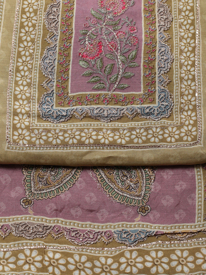 Embroidered Muslin Unstitched Suit With Pant &amp; Dupatta