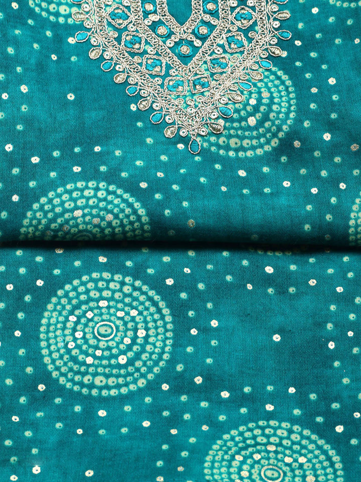 Embroidered Cotton Unstitched Suit With Pant &amp; Dupatta