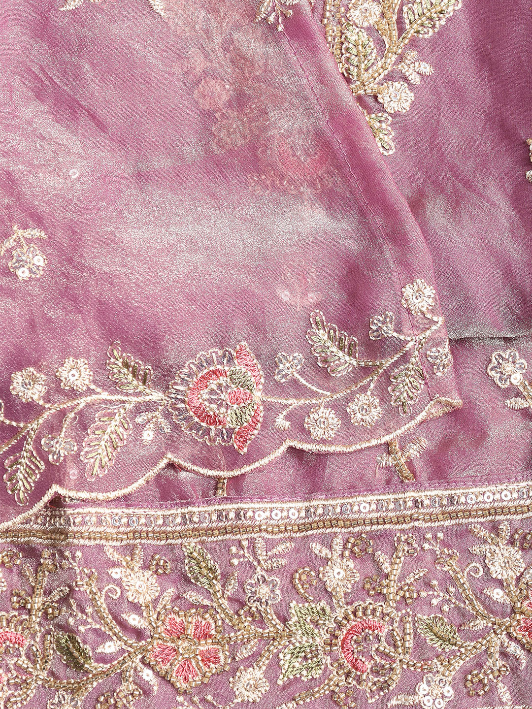 Embroidered Tissue Unstitched Suit With Dupatta