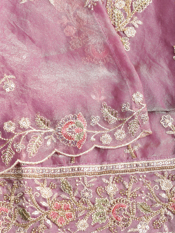 Embroidered Tissue Unstitched Suit With Dupatta