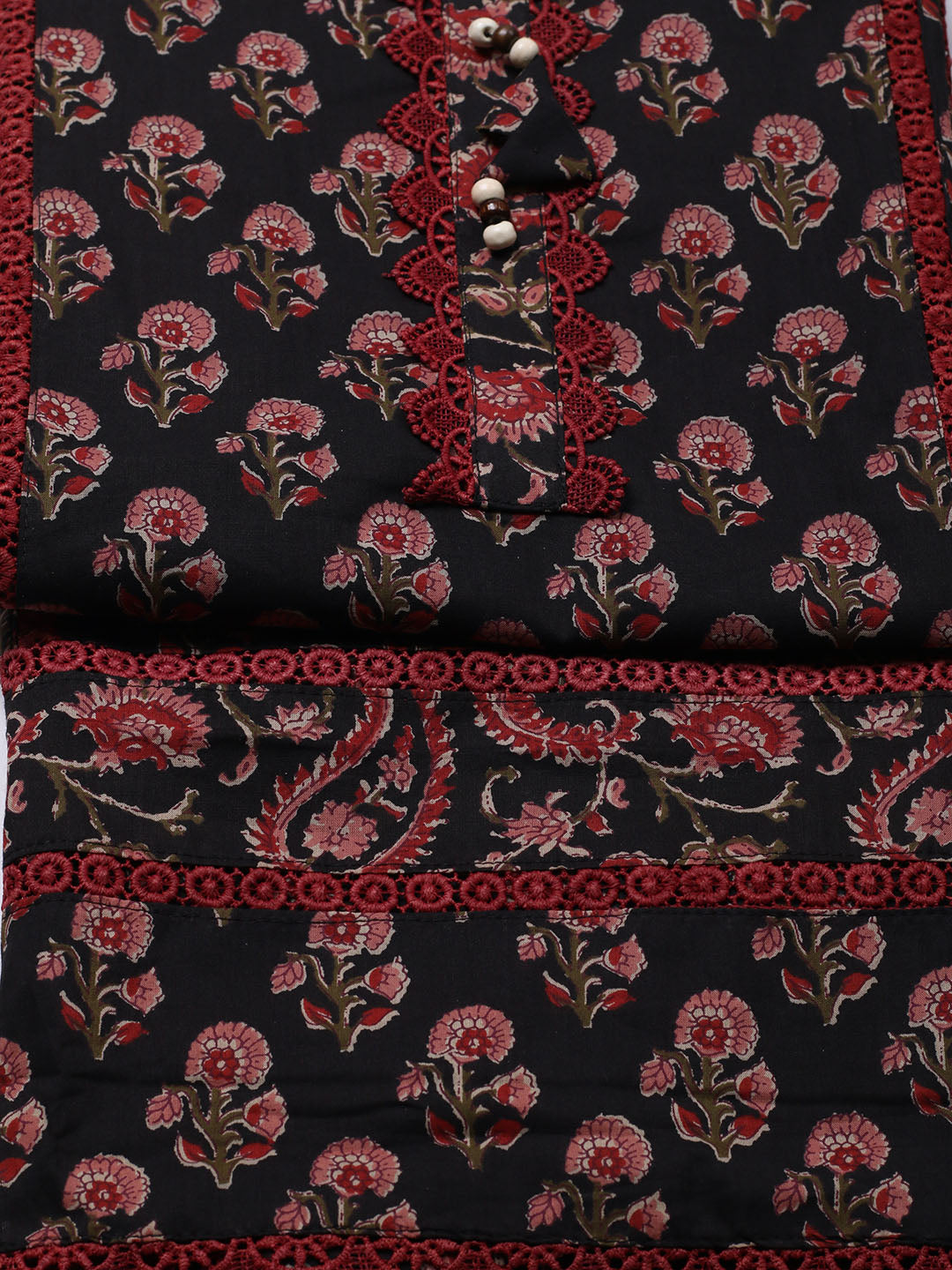 Embroidered Cotton Blend Unstitched Suit With Pant &amp; Dupatta
