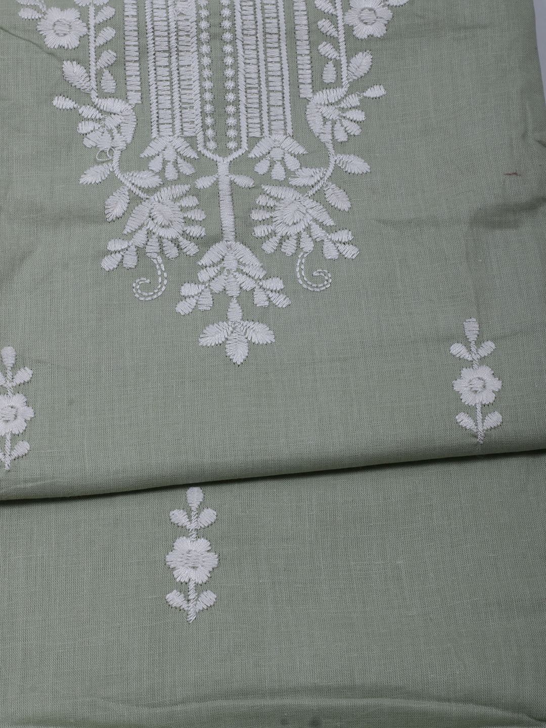 Neck Embroidered Cotton Blend Unstitched Suit With Dupatta