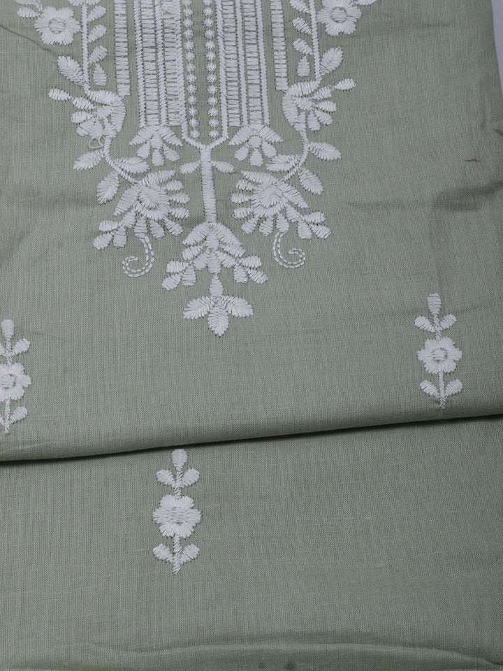 Neck Embroidered Cotton Blend Unstitched Suit With Dupatta