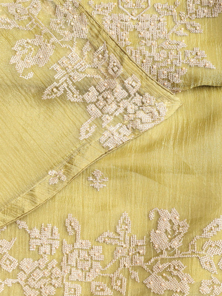 Embroidered Tissue Unstitched Suit With Dupatta