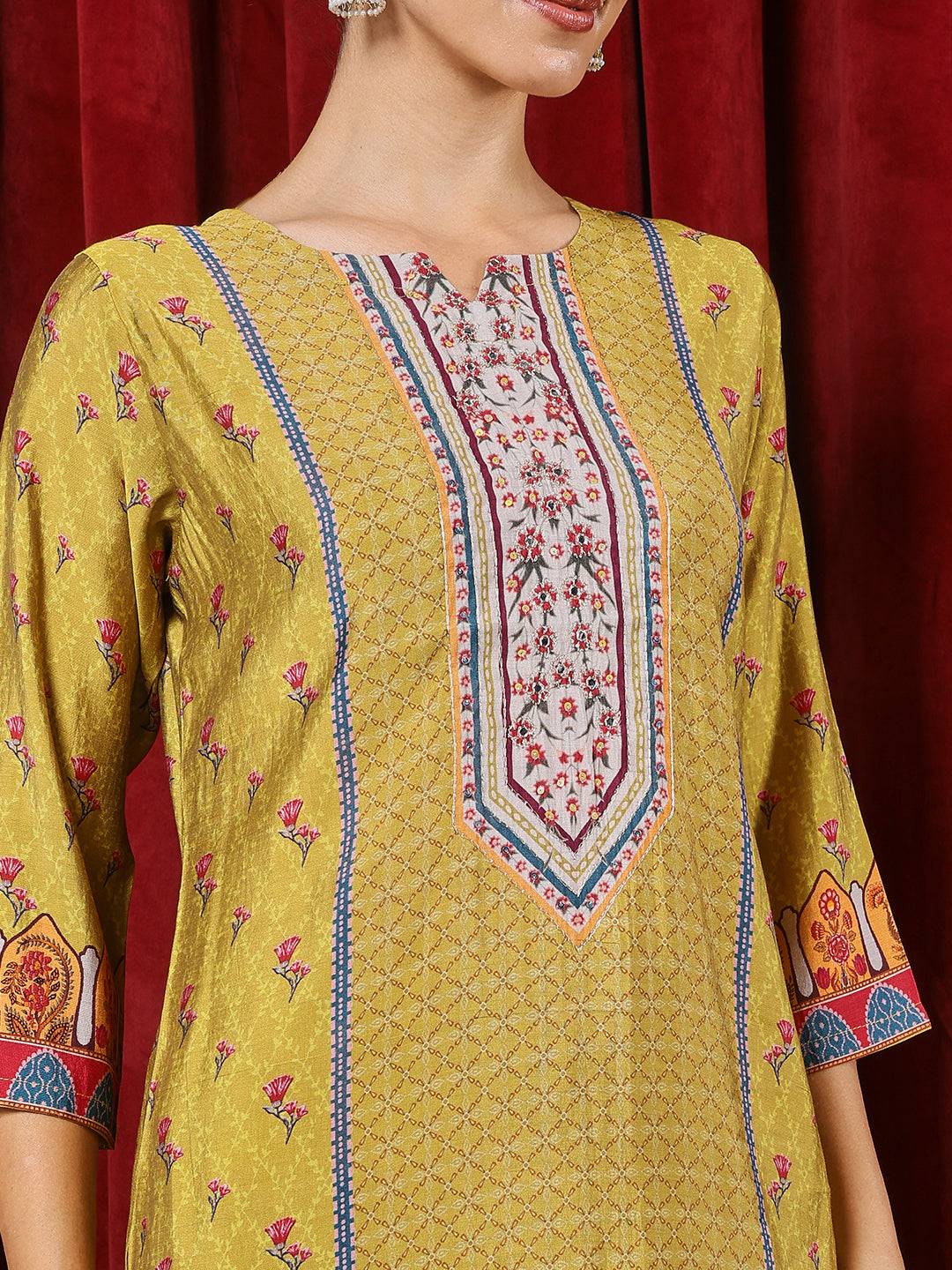 Printed Muslin Kurta With Pants & Dupatta