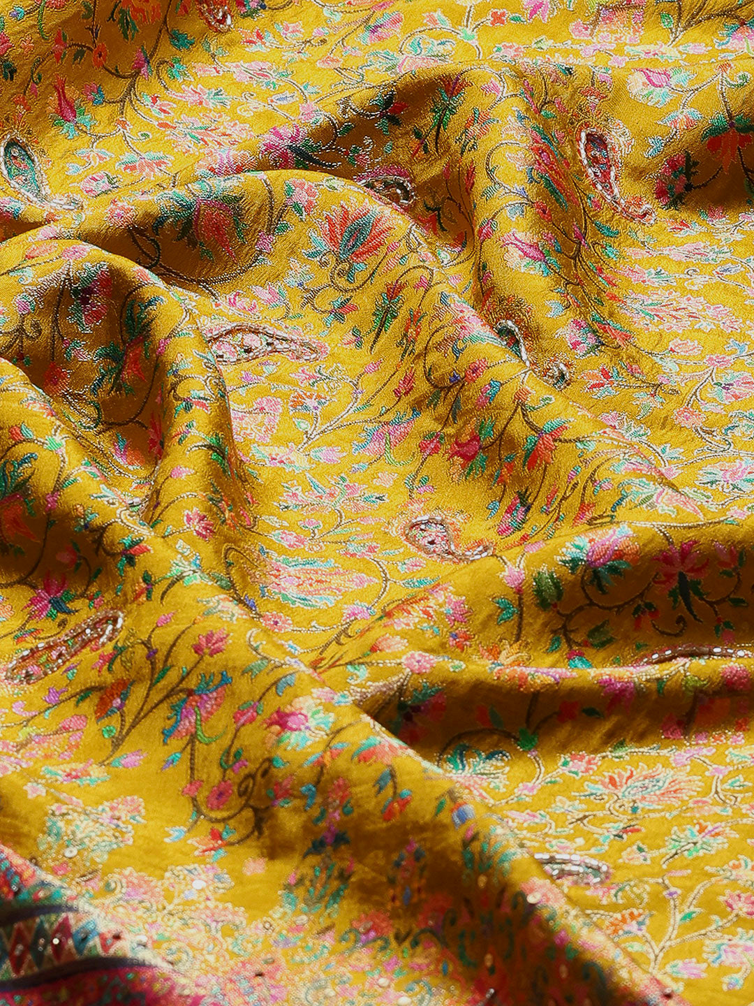 Floral Woven Embroidered Dola Silk Saree