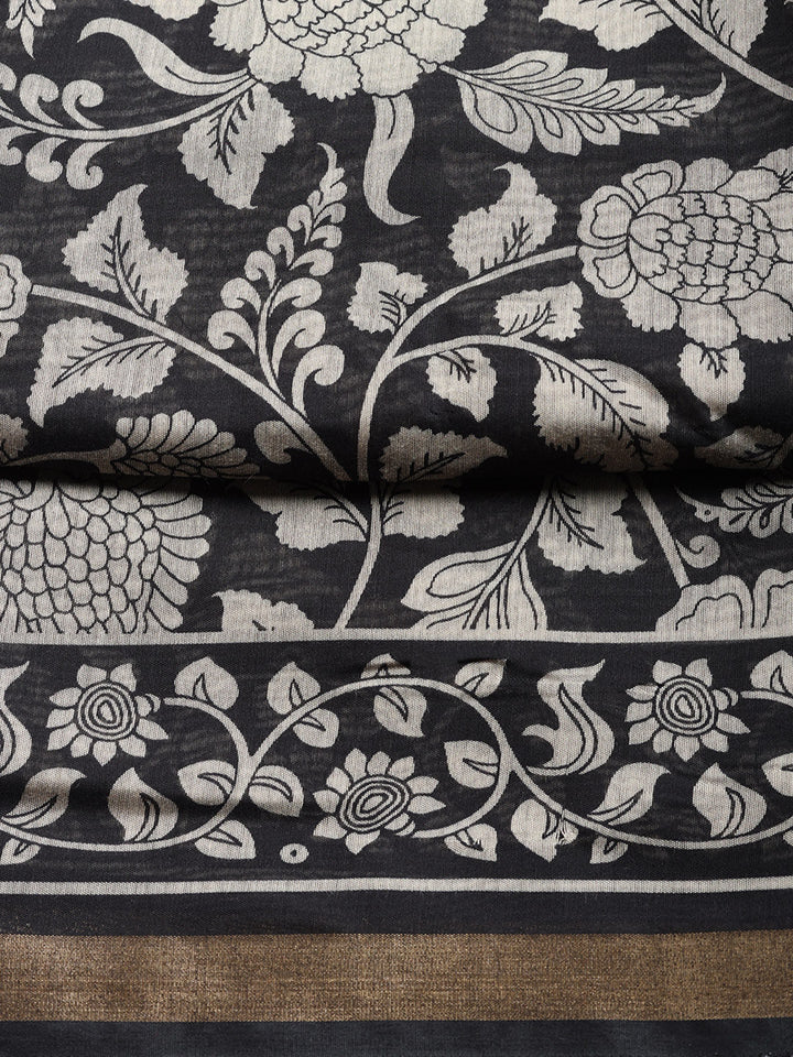 Printed Cotton Blend Unstitched Suit With Pant &amp; Dupatta
