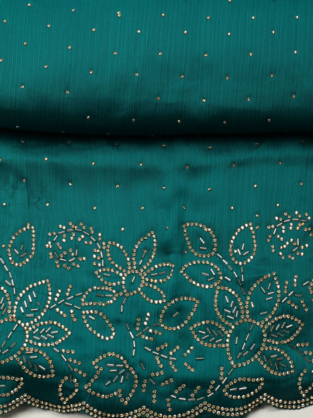Embellished Chiffon Unstitched Suit With Pant &amp; Dupatta