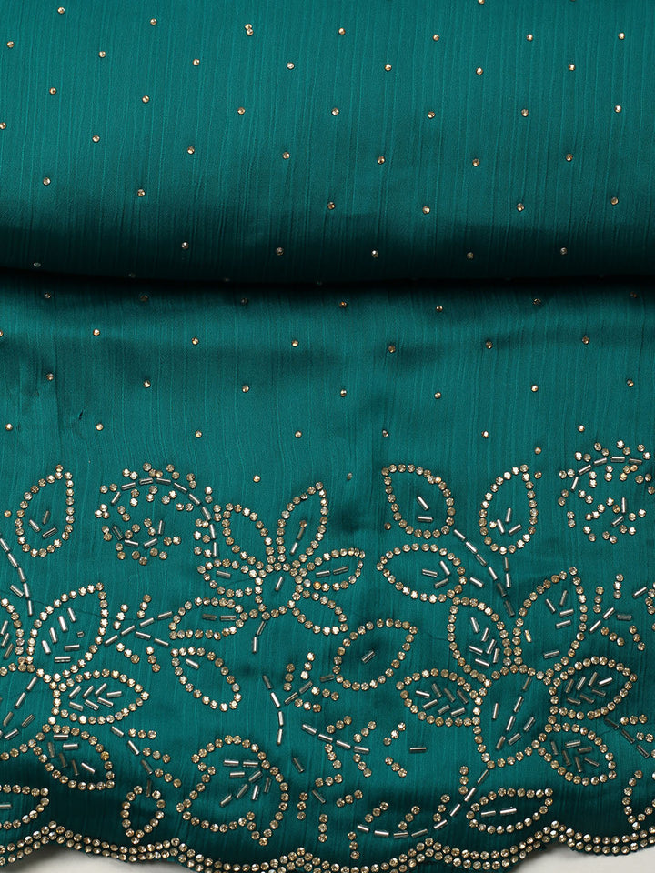 Embellished Chiffon Unstitched Suit With Pant &amp; Dupatta