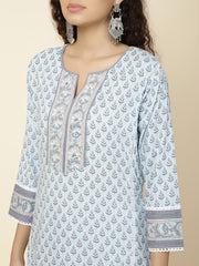 Tropical Printed Cotton Kurta With Pants