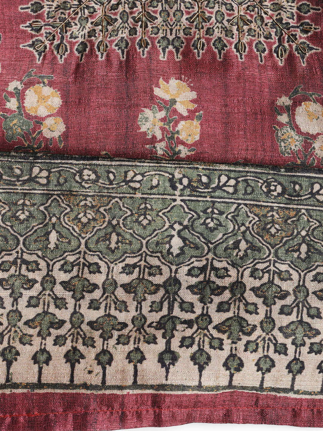 Printed Tussar Unstitched Suit With Dupatta
