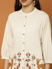 Thread Work Cotton Blend Kurti