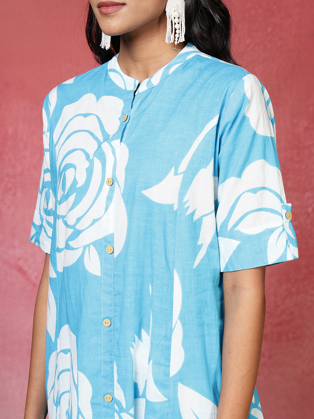 Printed Cotton Blend Kurta With Pants