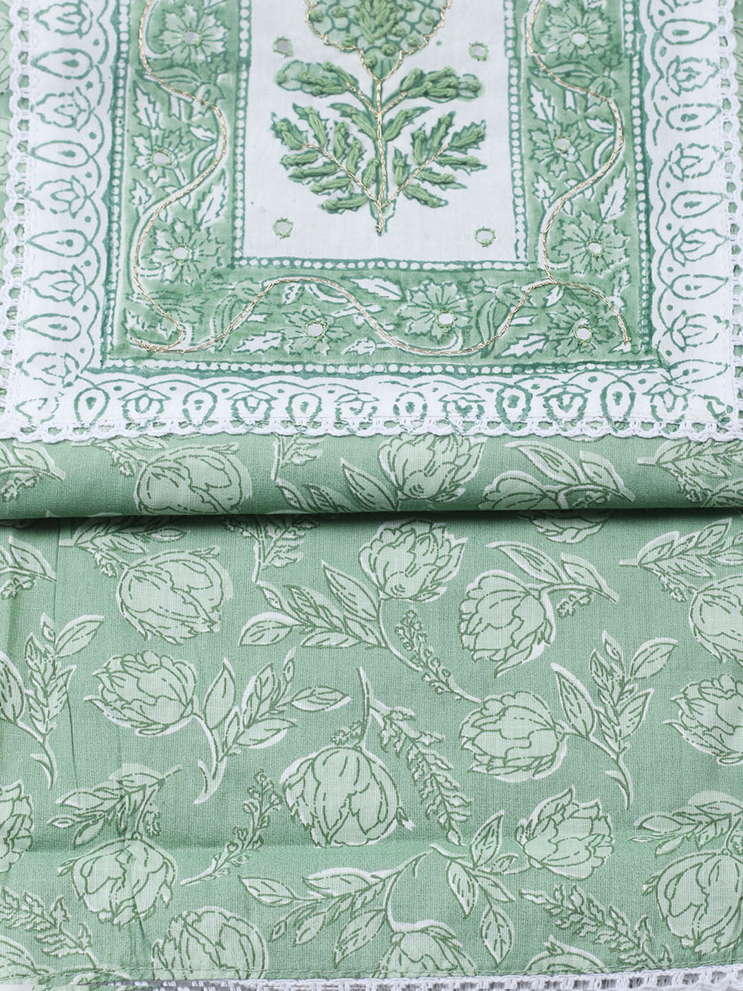 Embroidered Cotton Blend Unstitched Suit With Pant &amp; Dupatta