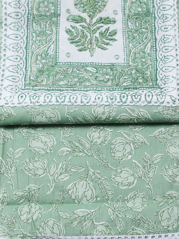 Embroidered Cotton Blend Unstitched Suit With Pant &amp; Dupatta