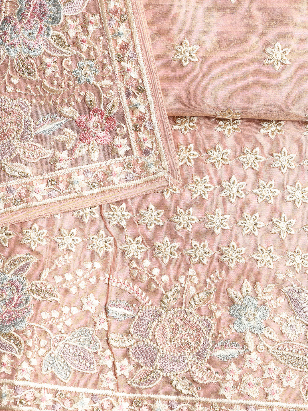 Embroidered Tissue Unstitched Suit With Dupatta