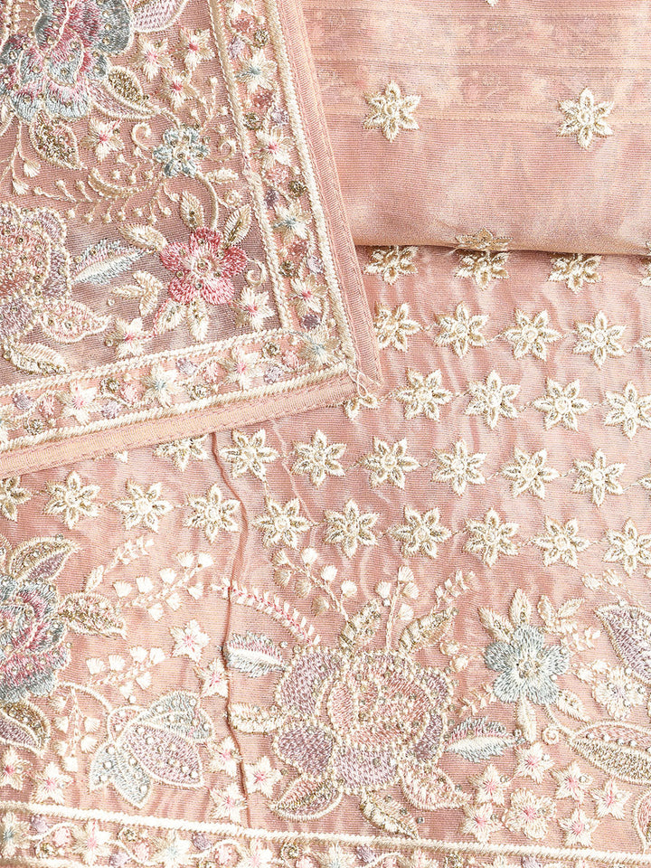 Embroidered Tissue Unstitched Suit With Dupatta