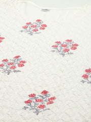 Floral Print Cotton Suit Set With Dupatta