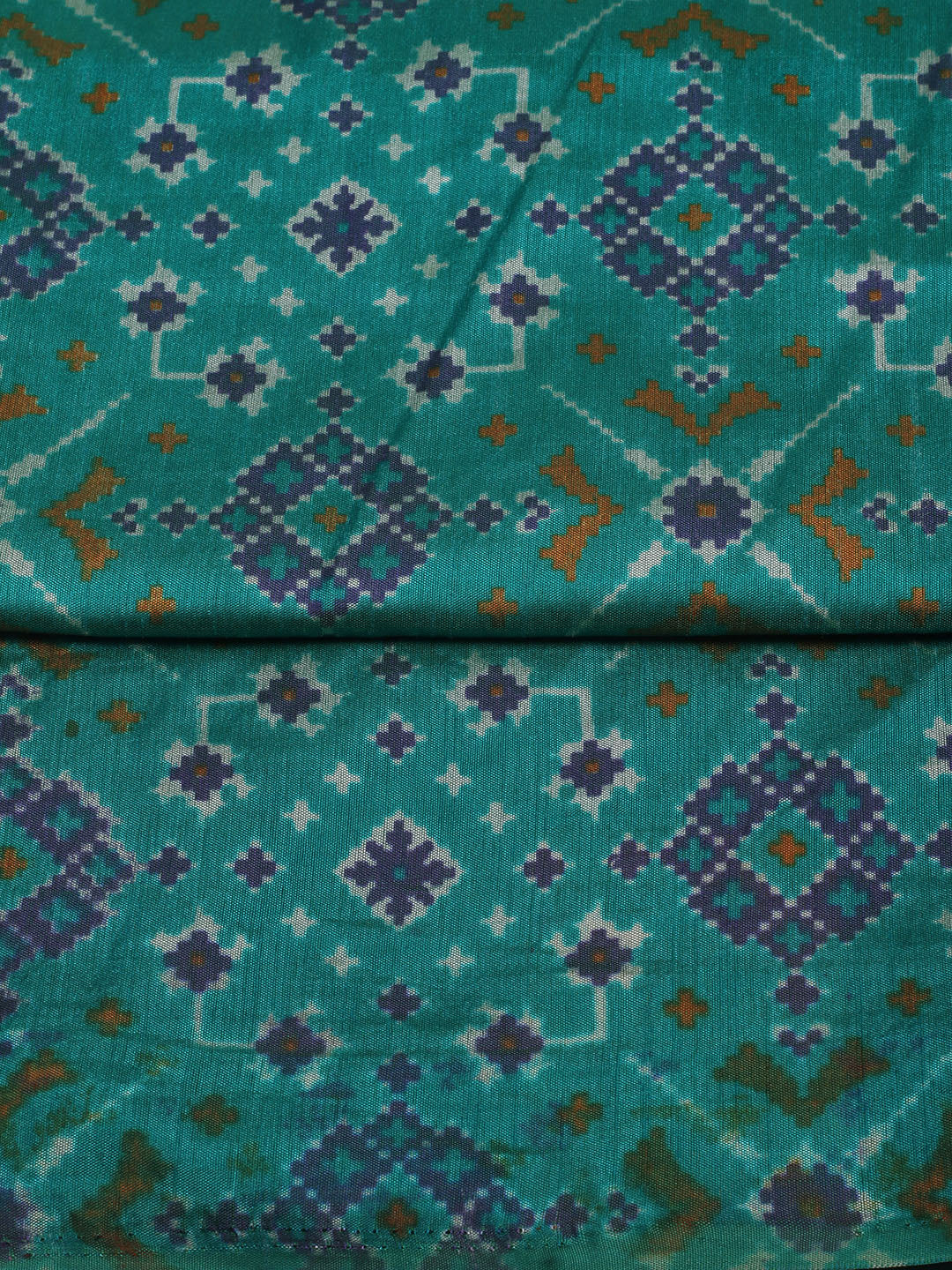 Printed Art Silk Unstitched Kurta With Pant &amp; Dupatta